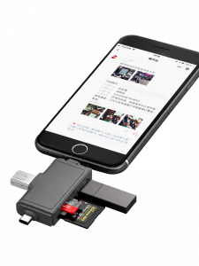 Картридер универсальный USB, Type-C, Lightning для карт памяти MICRO SD, SD Орбита OT-PCR27